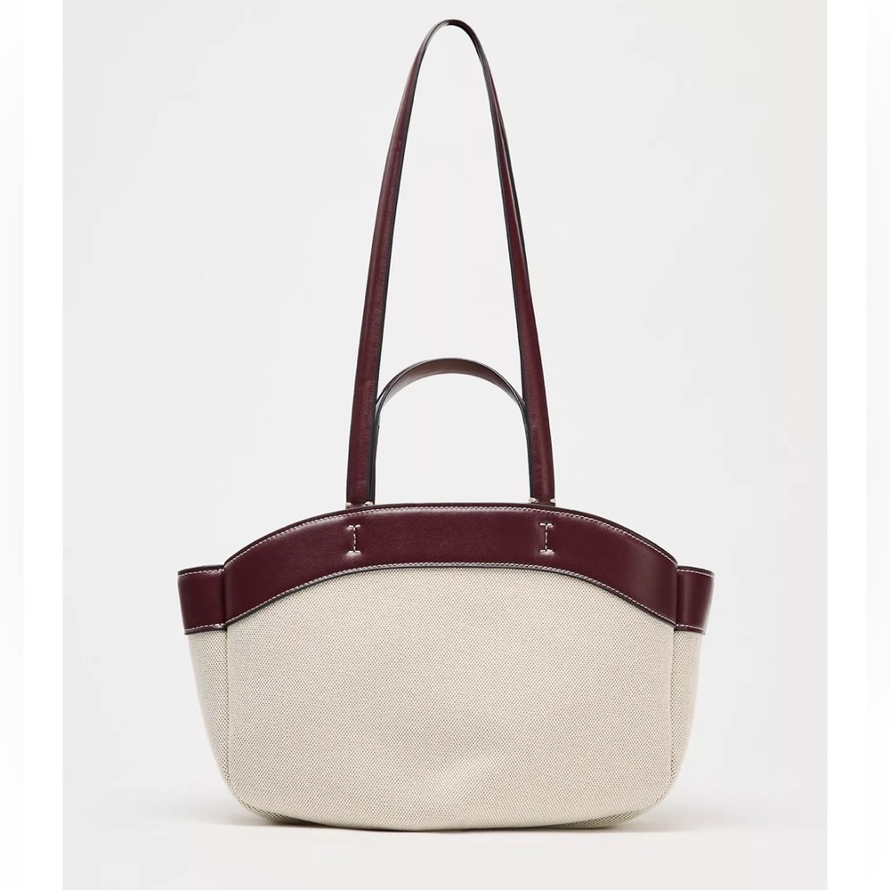 NWT Zara Canvas Shopper Bag Ecru Tote Purse New Beige Rare Shoulder 6330/510